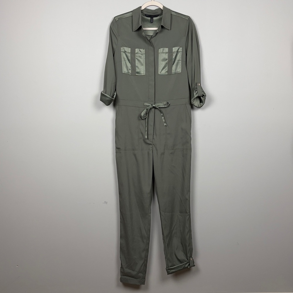 WHBM Olive Green Utility Jumpsuit Romper SZ 8